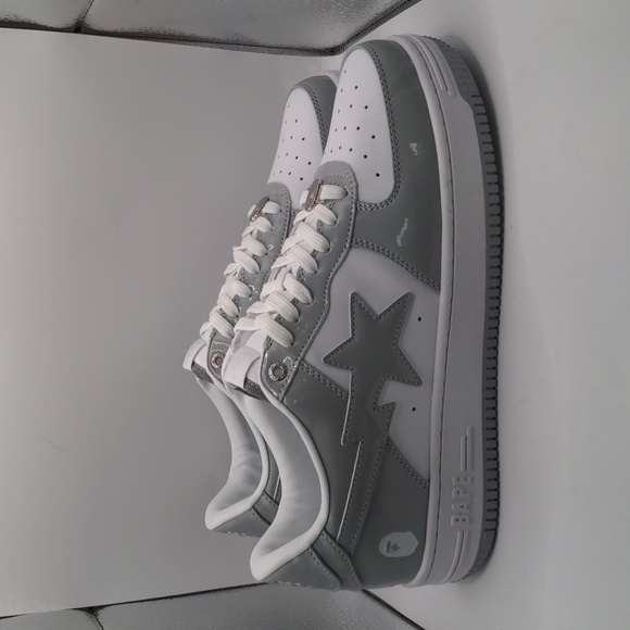 New A Bathing Ape Bapesta Men's Sneakers Light Grey Sz 12